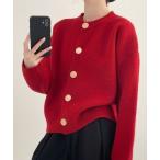 カーディガン ゴールドボタンニッ�