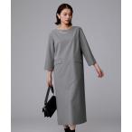 ワンピース 「洗える/ストレッチ素材/通勤」スーツライク ストライプワンピース