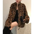 ブルゾン アウター ヒョウ柄ボアジャケット レディース