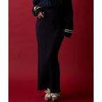 ショッピング大きいサイズ スカート ワイドリブマキシニットスカート「大きいサイズ有」GEVS.