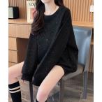 ショッピングキラキラ トレーナー スウェット ラメグリッターオーバーサイズスウェット/キラキラプルオーバー レディース