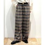 パンツ 先染めチェックタックセミワイドパンツ レディース
