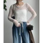 tシャツ レースロングスリーブトップス レディース