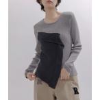 ニット セーター アシメビスチェデザインリブニット レディース