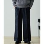 ショッピングツイード スラックス テックツイード ディープタック センタークリース セミフレアパンツ メンズ レディース