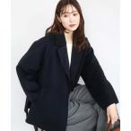 ノーカラーコート コート スムースリバー ミドル丈コート レディース