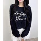 ニット セーター ショート丈フェザーロゴニット レディース