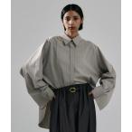 ブラウス シャツ 「新作」Belted Cape Detail Shirt｜ウォッシャブル/細見え/秋服 レディース