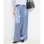 パンツ flowerサテンストレートイージーパンツ レディース