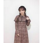 ワンピース プチフラワーチェック柄ケープ付きワンピース/fint フィント