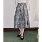 スカート ゴブラン風プリントタックスカート