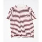 [DANTON] окантовка рисунок короткий рукав футболка 36 красный мужской 