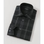 シャツ ウォッシャブルウールクレストブリッジチェックセミワイドカラーシャツ メンズ