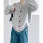 ショッピングカーデ カーディガン ハートボタン クルーカーディガン/ニットカーデ レディース