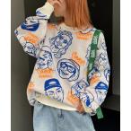 ニット セーター 「SOUNDS GOOOOD」アソートフェイス柄ファンキーニット レディース メンズ