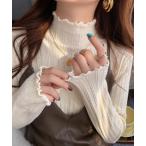 ショッピングタートルネック ニット セーター ハイネック  ピコットレース  ニットインナー レディース