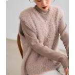 ショッピング楽 ニット セーター 「洗える」2点セット エブ楽 フェザーニットベスト＆リブニット「CROSS FUNCTION/クロスファンクション」 レディース