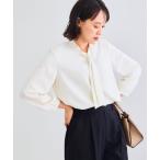 ブラウス シャツ 「シワになりにくい」シルキーサテンパールボウタイブラウス「CROSS FUNCTION/クロスファンクション」 レディース