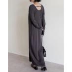 ワンピース 「汗じみ防止」「UVカット」「乾燥機対応」「低身長サイズ有」リブカットソーバックシャンナローワンピース