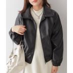 ブルゾン アウター ジップアップ フェイクレザージャケット レディース