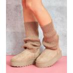 ブーツ リブニットドッキング厚底ブーツ レディース