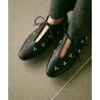 パンプス Flower studs lace-up flat pumps / フラワースタッズ レースアップフラットパンプス