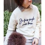 ニット セーター メッセージ刺繍プルオーバー レディース