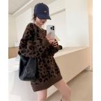 ショッピングヒョウ柄 ヒョウ柄ニットプルオーバー レディース