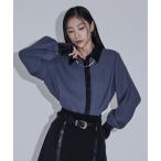 ブラウス シャツ ジャガードドッキングシ