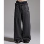 スウェットパンツ ジャージ 「GRANCY」Rhinestone Design Layered Sweatpants / ラインストーンデザインレイヤ