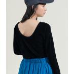 tシャツ ベロア バックオープンロンT レディース