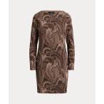 ワンピース ペイズリー ストレッチ ジャージー ボートネック ドレス