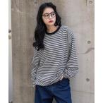 ショッピングレッド tシャツ WEGO/「25年秋冬新作」ワイドスリーブボーダーロンT メンズ レディース