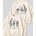 ショッピングスウェード トレーナー スウェット Cats Print Fake Suede Sweat Shirt/オーバーサイズ 猫プリント フェイクスウェード スウェット