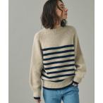 ショッピングボーダー ニット セーター ウールブレンド ボーダーニットモックネックセーター レディース
