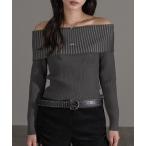 ニット セーター 配色リブオフショル レディース