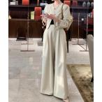 セットアップ ショートスーツジャケット+ワイドパンツセットアップ レディース