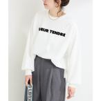 tシャツ 手洗い可 / フロッキープリントロゴロンTEE レディース