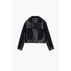 レザージャケット ライダース グランジロック ニット切り替え レザー風バイカージャケット レディース