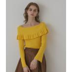 ニット セーター オフショルフリルニットトップ レディース