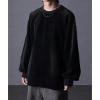 トレーナー スウェット 「welise/ウェライズ」ヴィンテージベルベット オーバーサイズ クルーネックプルオーバー メンズ レディース