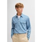  рубашка постоянный Fit рубашка голубой хлопок Denim мужской 