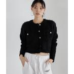 カーディガン gold button mini pocket cardigan / 金釦ミニポケットシャギーカーディガン レディース
