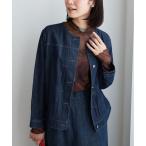ジャケット テーラードジャケット やわらかデニム素材ノーカラージャケット レディース