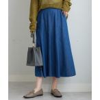 スカート やわらかデニム素材フレアースカート