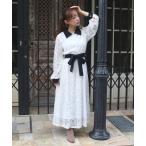 ワンピース レース配色クレリック