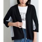 カーディガン ストライプ切替ジッパーカーディガン レディース