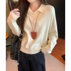 ニット セーター ポロカラー長袖ニット レディース