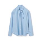 ブラウス シャツ コットンオックスフォード タイ付きブラウス レディース