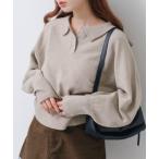 ショッピング色 ニット セーター 「新色追加/7色展開」カーブスリーブポロニット レディース